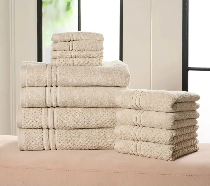 🎁Today 50% OFF-100% Cotton BathroomTowel Set, 12 Pieces -Soft, Quick-Drying &Durable Towels for Home