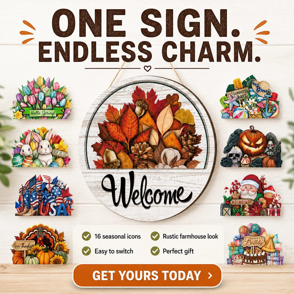 🔥 LIMITED-TIME 50% OFF — 16 Pcs Interchangeable Welcome Sign for Front Door